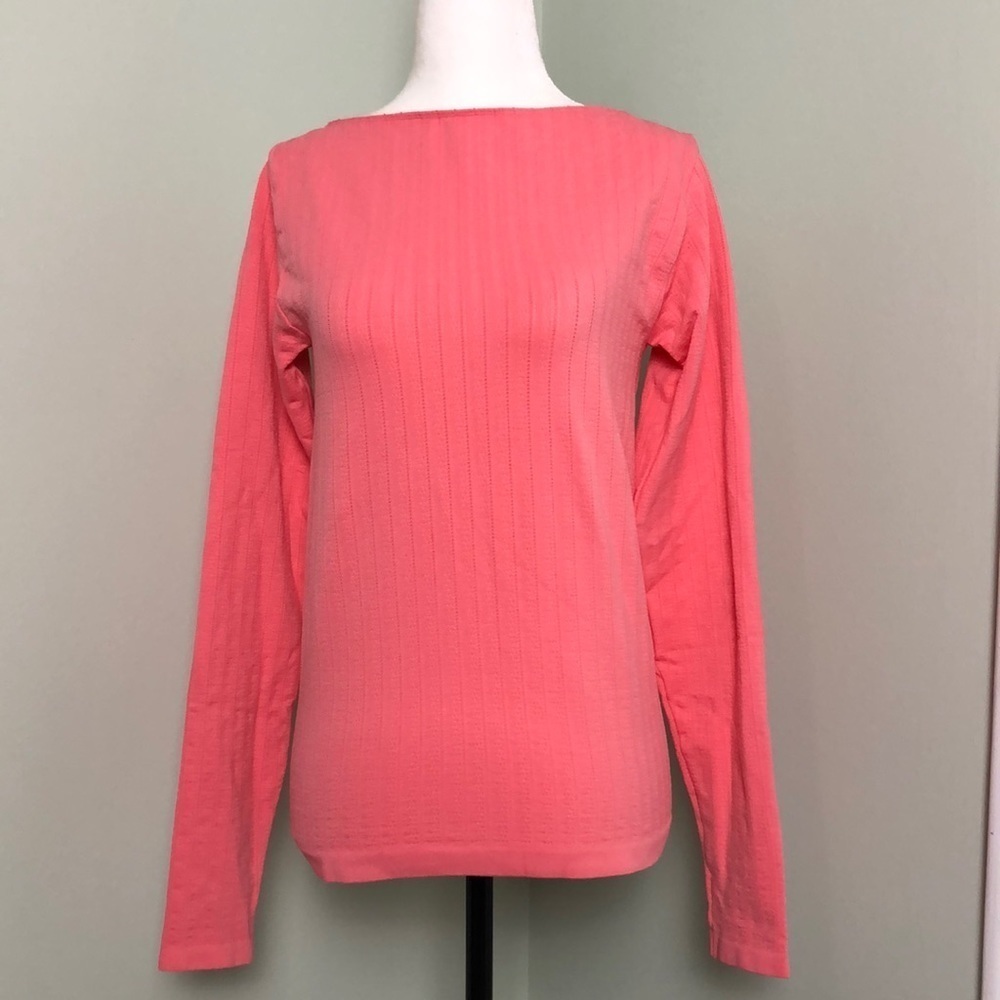 💚 L 💚 NWT Pink Ribbed Scoop Back Anthro Top